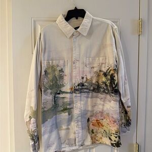 Zara Multicolor Artistic Print Shirt Jacket